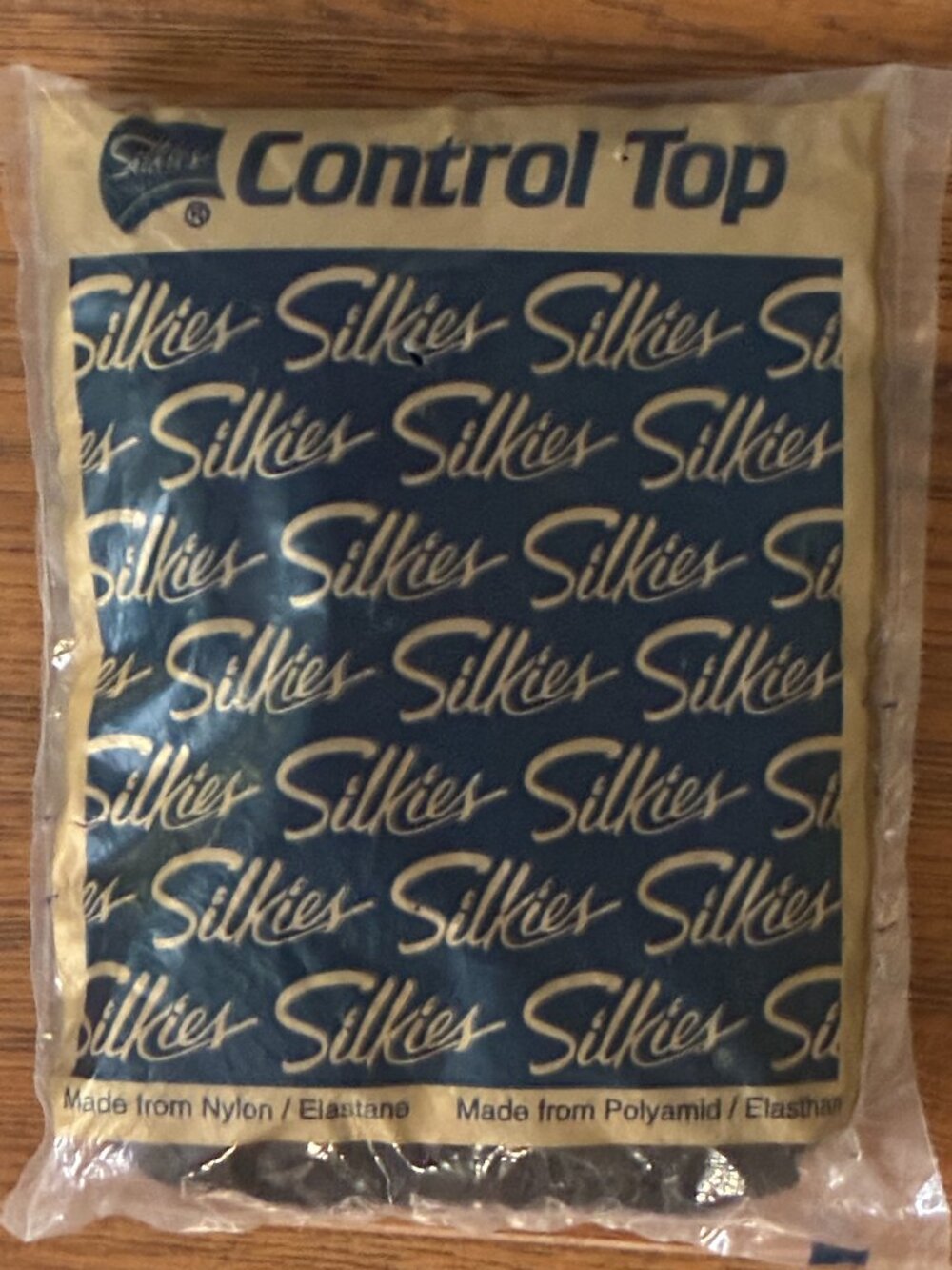NOS Vintage Silkies Jet Black Panty Hose Control Top XL Queen Shape Wear USA